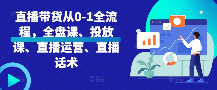 直播带货从0-1全流程，全盘课、投放课、直播运营、直播话术-88共享