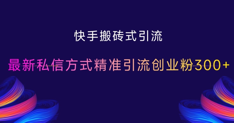 快手搬砖式引流，最新私信方式精准引流创业粉300+-88共享