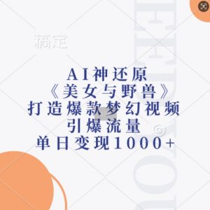 AI神还原《美女与野兽》,打造爆款梦幻视频,引爆流量,单日变现1k-88共享
