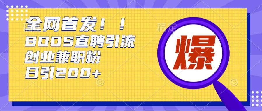 通过Boss直聘，每天轻松钓到200+多条创业大鱼的秘籍【揭秘】-88共享