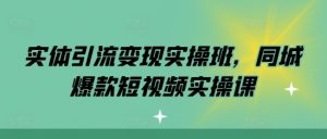 实体引流变现实操班,同城爆款短视频实操课-88共享