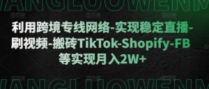 利用跨境专线网络-实现稳定直播-刷视频-搬砖TikTok-Shopify-FB等实现月入2W+【揭秘】-88共享