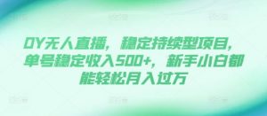 DY无人直播,稳定持续型项目,单号稳定收入500+,新手小白都能轻松月入过万【揭秘】-88共享