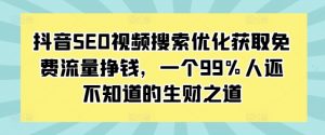 抖音SEO视频搜索优化获取免费流量挣钱,一个99%人还不知道的生财之道-88共享