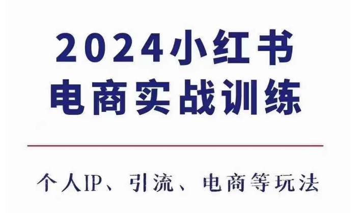 2024小红书电商3.0实战训练，包含个人IP、引流、电商等玩法-88共享