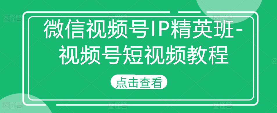 微信视频号IP精英班-视频号短视频教程-88共享