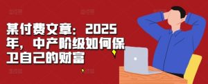 某付费文章:2025年,中产阶级如何保卫自己的财富-88共享