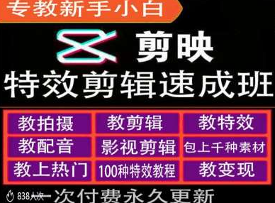 剪映特效教程和运营变现教程，特效剪辑速成班，专教新手小白-88共享