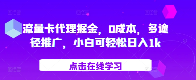 流量卡代理掘金，0成本，多途径推广，小白可轻松日入1k-88共享
