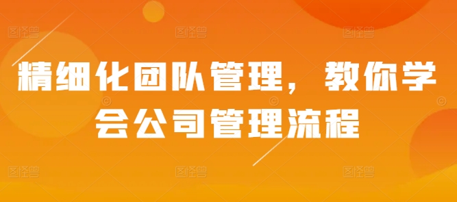 精细化团队管理，教你学会公司管理流程-88共享
