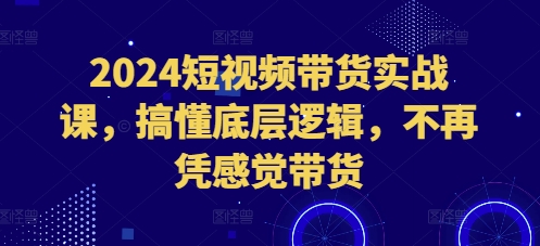 2024短视频带货实战课，搞懂底层逻辑，不再凭感觉带货-88共享