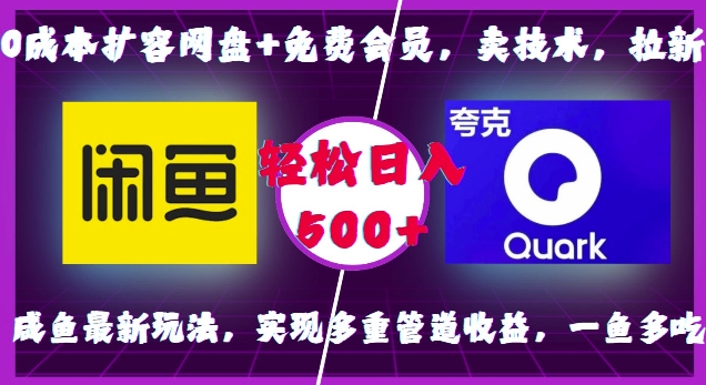 0成本扩容网盘+免费会员，卖技术，拉新，咸鱼最新玩法，实现多重管道收益，一鱼多吃，轻松日入500+-88共享