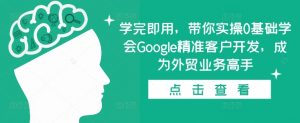 学完即用，带你实操0基础学会Google精准客户开发，成为外贸业务高手-88共享