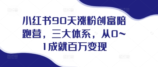小红书90天涨粉创富陪跑营，​三大体系，从0~1成就百万变现，做小红书的最后一站-88共享