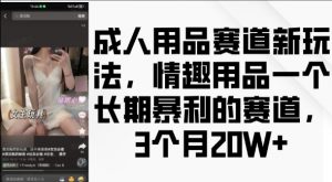 成人用品赛道新玩法,情趣用品一个长期暴利的赛道,3个月收益20个【揭秘】-88共享