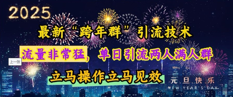 最新“跨年群”引流，流量非常猛，单日引流两人满人群，立马操作立马见效【揭秘】-88共享