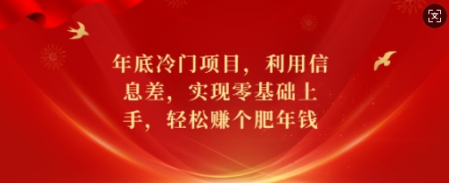 年底冷门项目，利用信息差，实现零基础上手，轻松赚个肥年钱【揭秘】-88共享