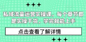 私域流量运营实操课,每个章节都是实操干货,学完就能上手-88共享