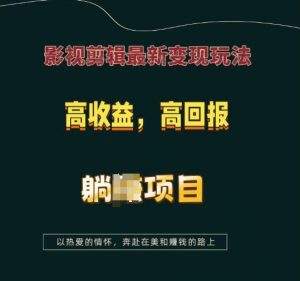 影视剪辑最新变现玩法,高收益,高回报,躺Z项目【揭秘】-88共享