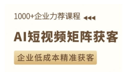 AI短视频矩阵获客实操课，企业低成本精准获客-88共享