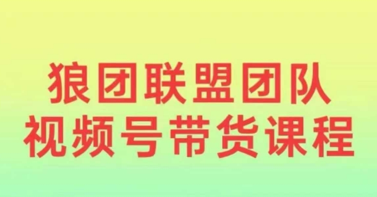 狼团联盟2024视频号带货，0基础小白快速入局视频号-88共享