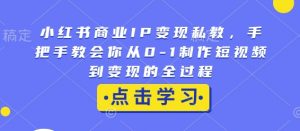 小红书商业IP变现私教,手把手教会你从0-1制作短视频到变现的全过程-88共享