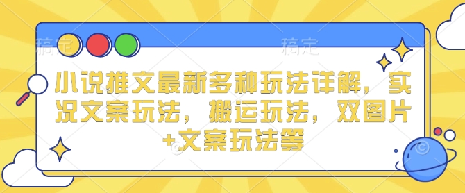 小说推文最新多种玩法详解，实况文案玩法，搬运玩法，双图片+文案玩法等-88共享
