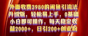 外面收费3980的闲鱼引流法,轻松易上手,0基础小白即可操作,日引200+创业粉的保姆级教程【揭秘】-88共享