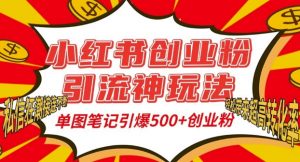 小红书创业粉引流神玩法,单图笔记引爆500+精准创业粉丝,私信狂潮接连不断-88共享