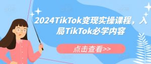 2024TikTok变现实操课程,入局TikTok必学内容-88共享