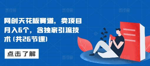 网创天花板赛道，卖项目月入6个，含独家引流技术(共26节课)-88共享