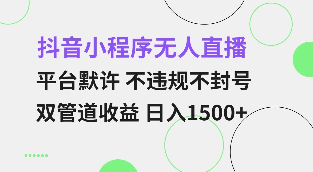 抖音小程序无人直播 平台默许 不违规不封号 双管道收益 日入多张 小白也能轻松操作【仅揭秘】-88共享