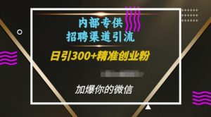 内部招聘渠道日引流300+创业粉,加爆你的微信【揭秘】-88共享