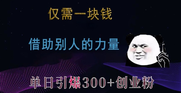 仅需一块钱，借助别人的力量，单日引爆300+创业粉、兼职粉【揭秘】-88共享