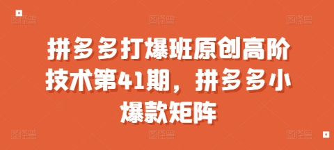 拼多多打爆班原创高阶技术第41期，拼多多小爆款矩阵-88共享