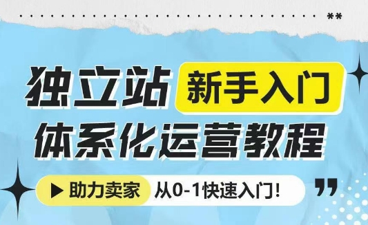 独立站新手入门体系化运营教程，助力独立站卖家从0-1快速入门!-88共享