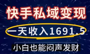 一天收入1691.5,快手私域变现,小白也能闷声发财-88共享
