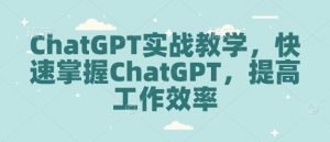 ChatGPT实战教学,快速掌握ChatGPT,提高工作效率-88共享