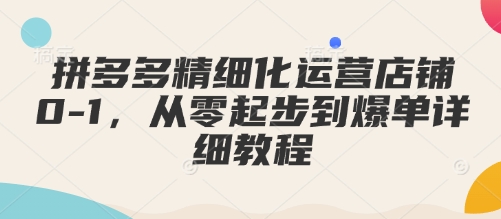 拼多多精细化运营店铺0-1，从零起步到爆单详细教程-88共享