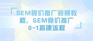 SEM竞价推广视频教程，SEM竞价推广0-1搭建流程-88共享