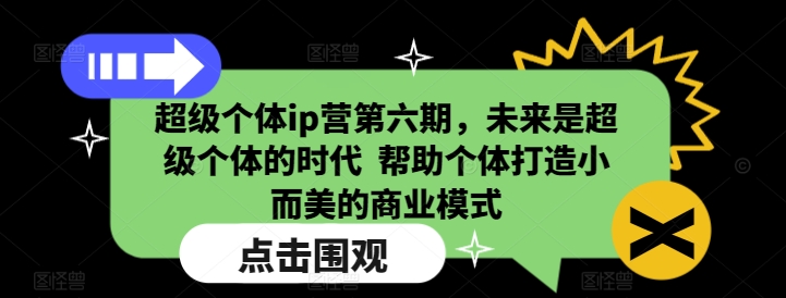 超级个体ip营第六期，未来是超级个体的时代  帮助个体打造小而美的商业模式-88共享