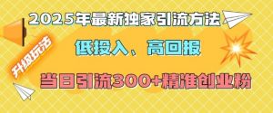 2025年最新独家引流方法,低投入高回报?当日引流300+精准创业粉-88共享