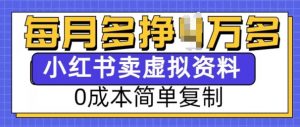 小红书虚拟资料项目,0成本简单复制,每个月多挣1W【揭秘】-88共享