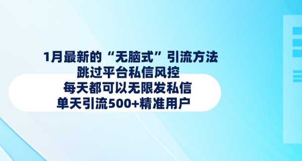 1月最新的无脑式引流方法，跳过平台私信风控，每天都可以无限发私信，单天引流500+精准用户-88共享