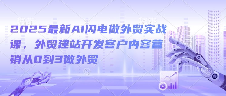 2025最新AI闪电做外贸实战课，外贸建站开发客户内容营销从0到3做外贸-88共享