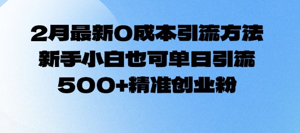 2月最新0成本引流方法，新手小白也可单日引流500+精准创业粉-88共享