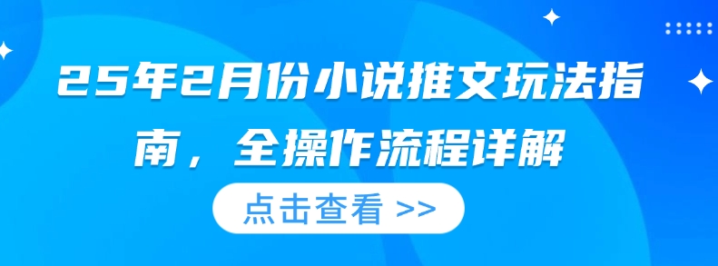 25年2月份小说推文玩法指南，全操作流程详解-88共享