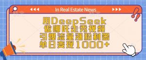 用DeepSeek做哪吒走秀视频，引爆流量涨粉利器，单日变现1k-88共享