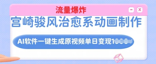 宫崎骏风治愈系动画制作，AI软件一键生成原创视频流量爆炸，单日变现多张，详细实操流程-88共享