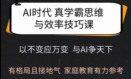 Ai时代真学霸思维与学习方法课，有格局且接地气，家庭教育有力参考-88共享